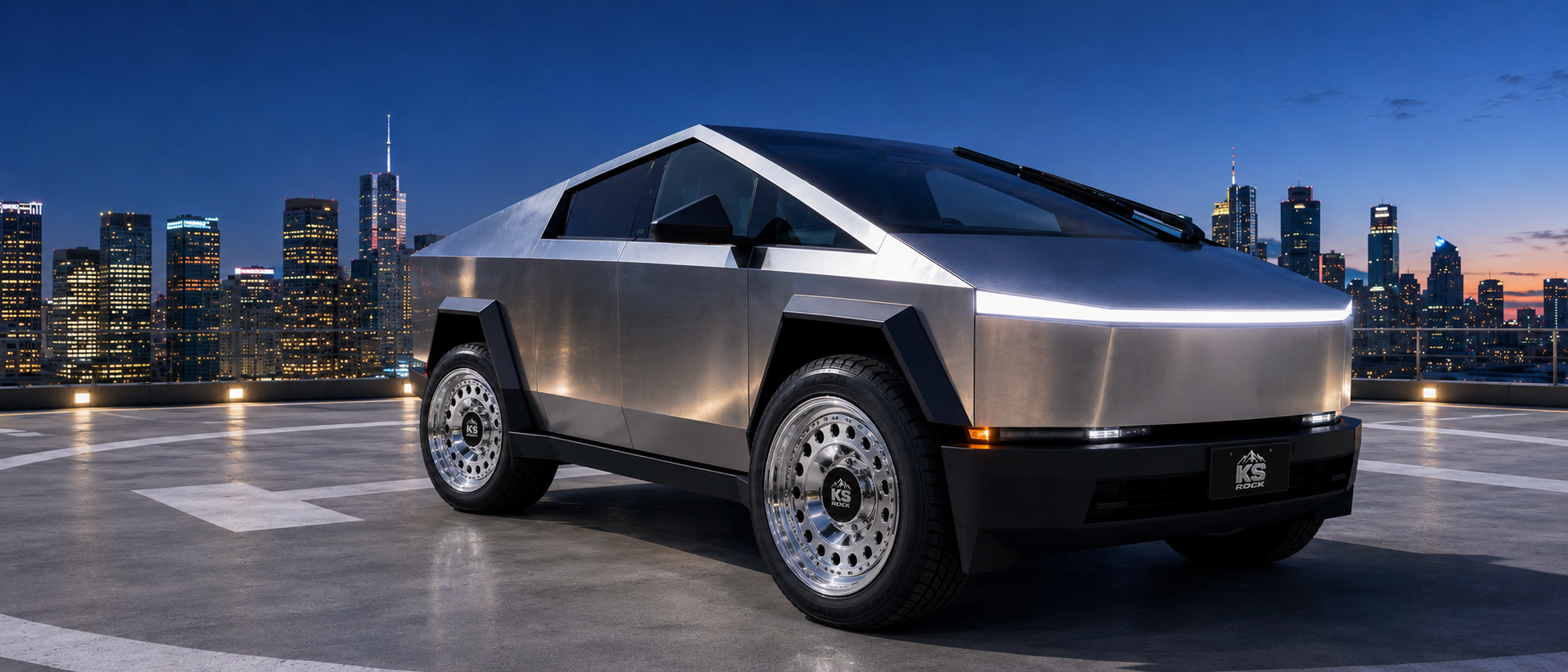 KS ROCK off-road wheels fitted to Tesla Cybertruck